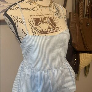 Casual Light Blue Striped Women's Blouse